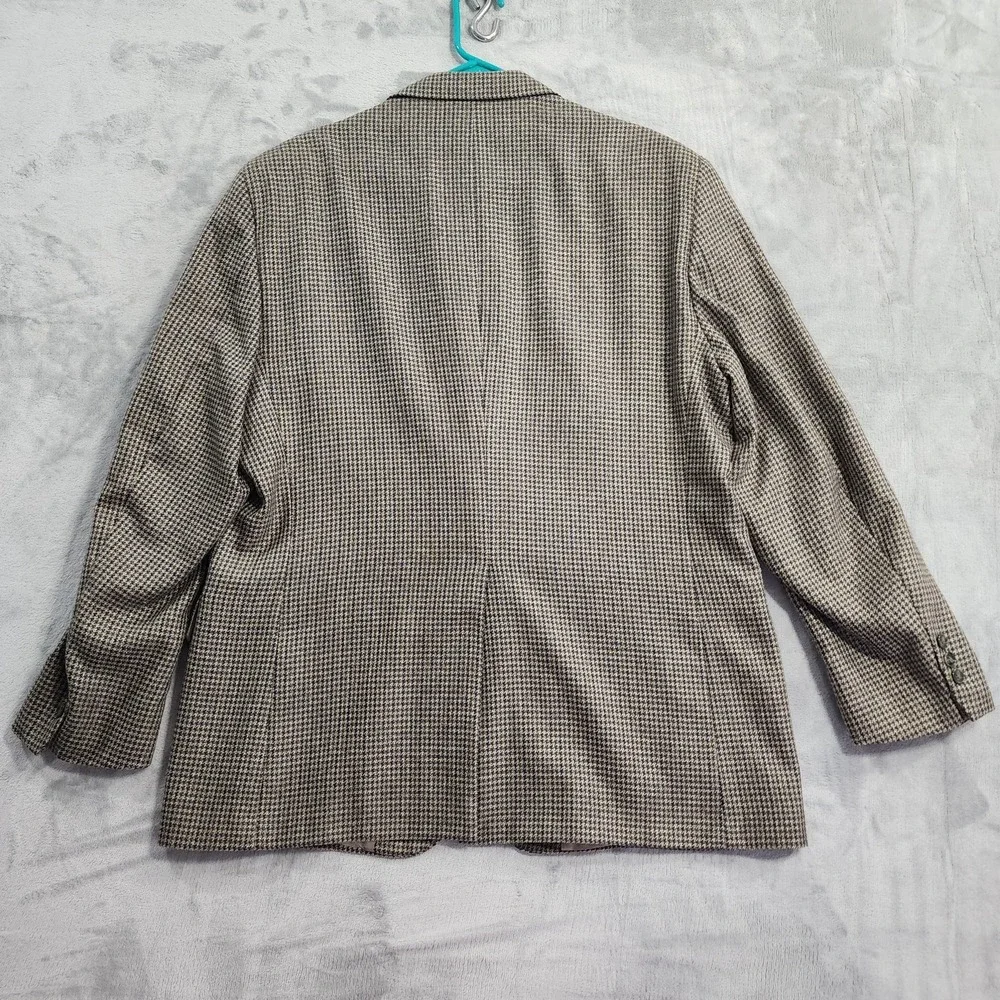 Vintage New England Collection Sport Coat Men 46L Brown Houndstooth Tweed Blazer